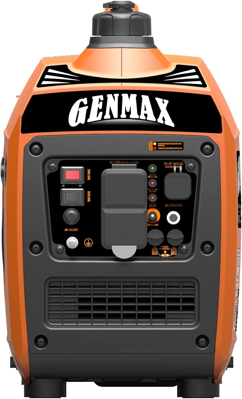 GENMAX 便携式变频发电机，1200W 超静音燃气发动机，符合 EPA 标准，生态模式功能，超轻型备用家庭使用露营 (GM1200i)
