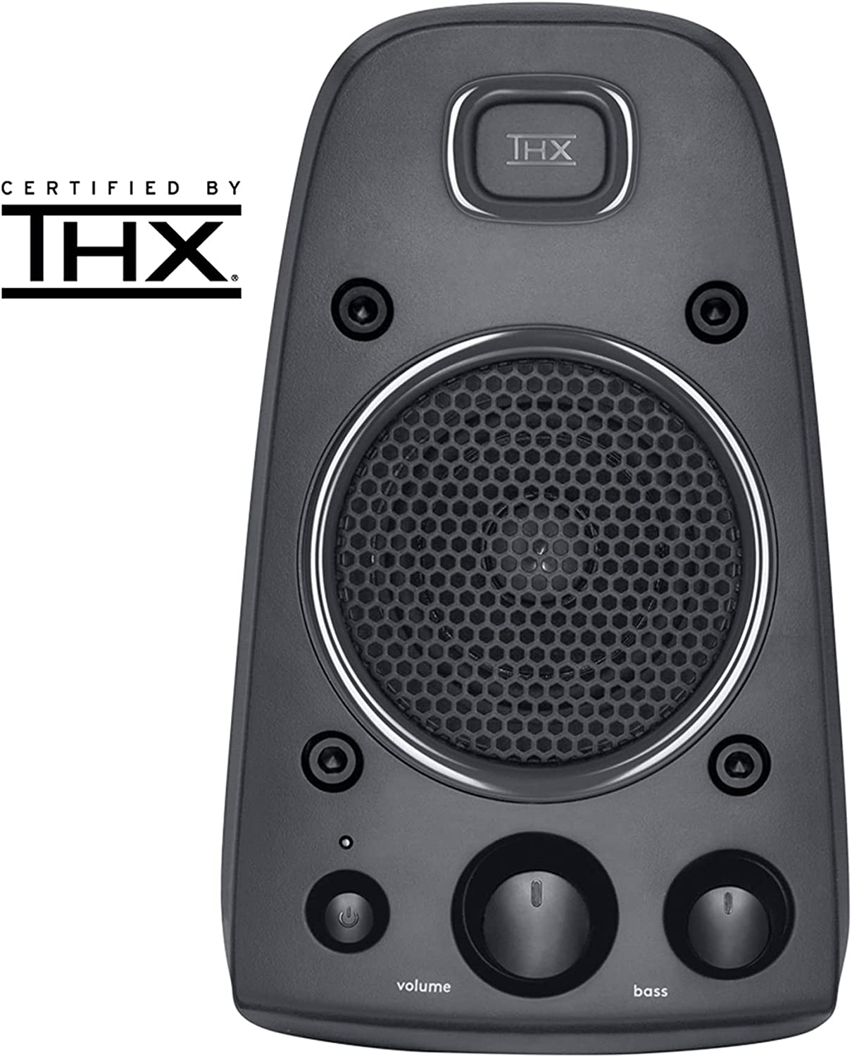 罗技 Z625 功能强大的 THX® 认证 2.1 扬声器系统，带光纤输入