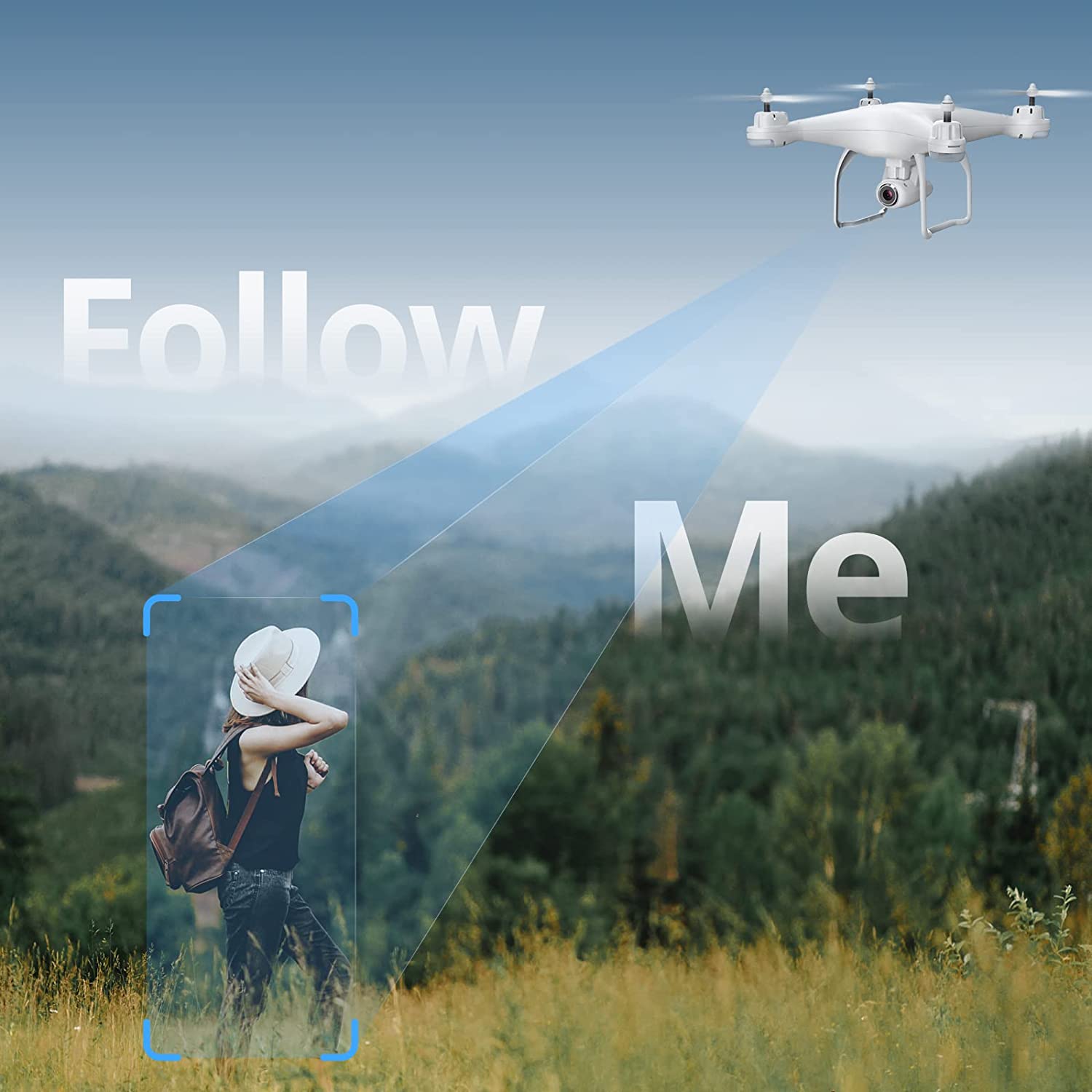 带 2K 摄像头的 Potensic T25 成人无人机，带 WiFi 实时视频的 RC FPV GPS 无人机，自动返航，高度保持，跟随我，自定义飞行路径，2 块无人机电池和手提箱