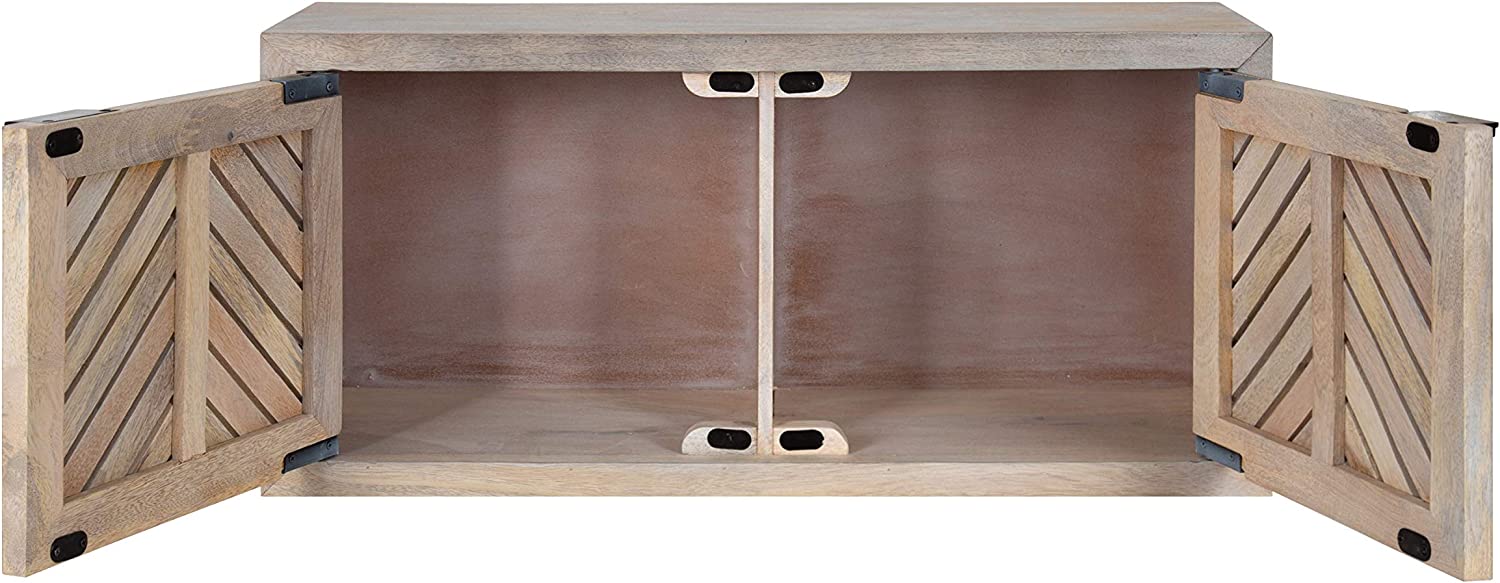 Kate and Laurel Mezzeta 装饰性沿海 2 门壁柜，30 x 10 x 14，粉刷，装饰性现代储物柜带门