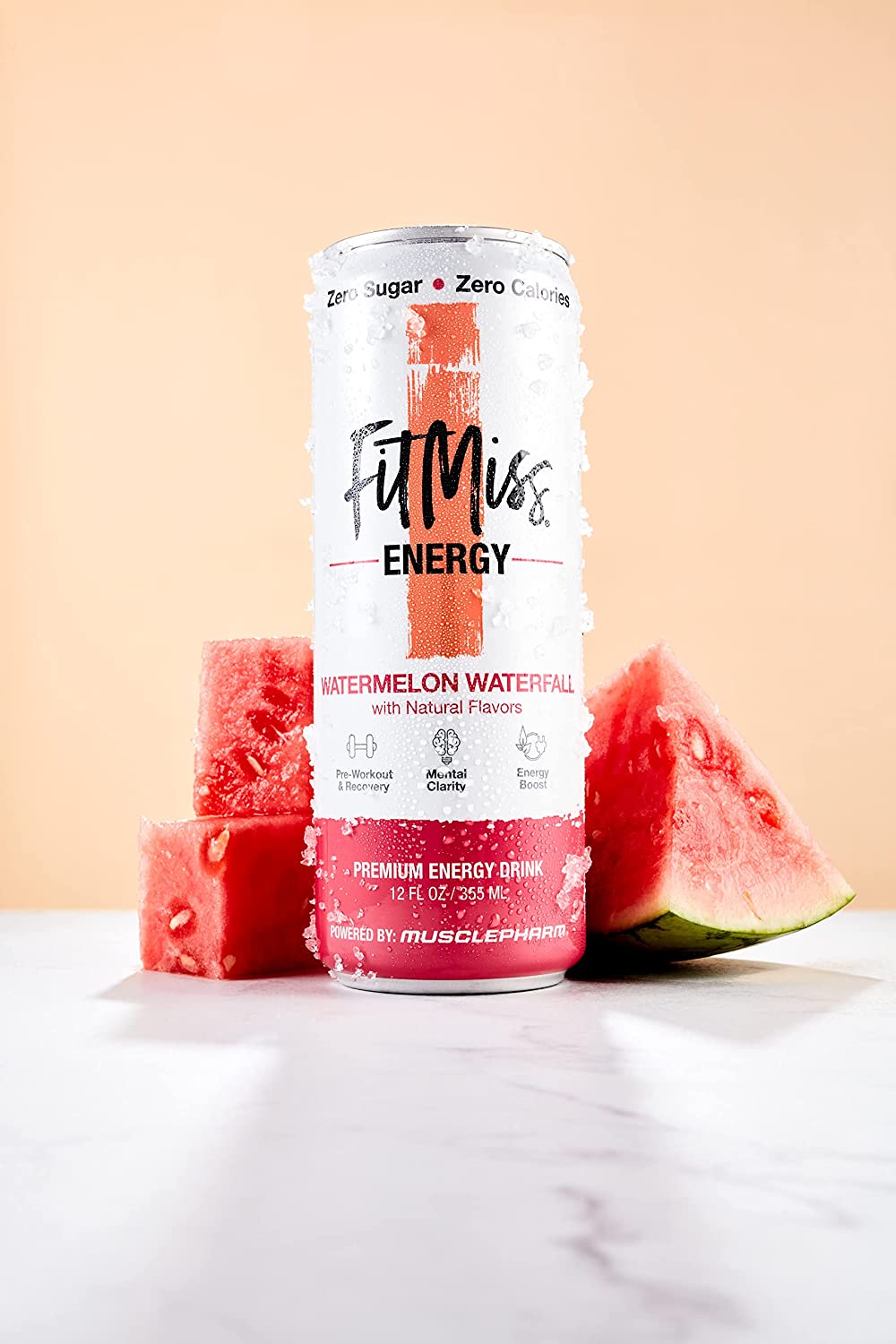 usclePharm FitMiss 能量饮料 12 盎司（12 瓶装）- 西瓜瀑布 - 无糖无卡路里 - 完全碳酸化，不含人工色素或染料