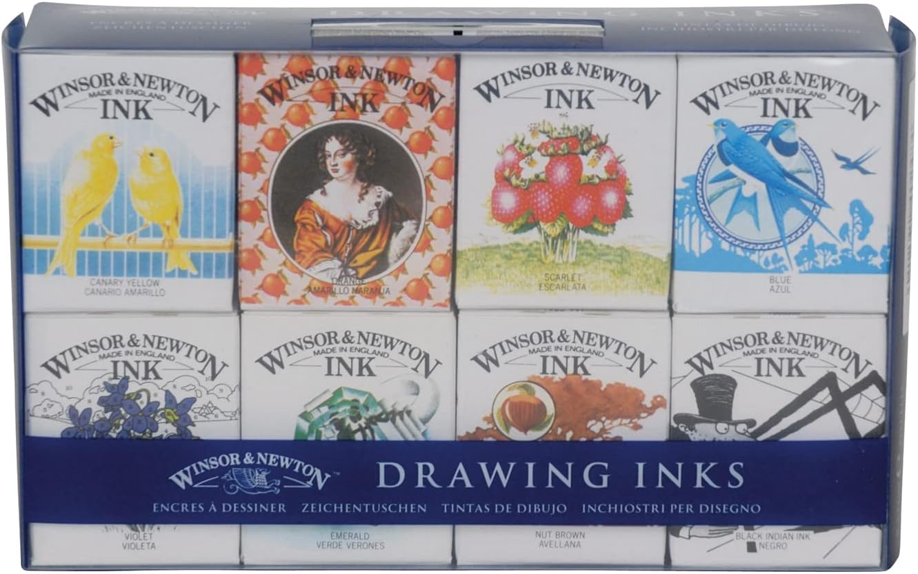 Winsor & Newton 系列绘图墨水套装，8 件套，Henry 系列