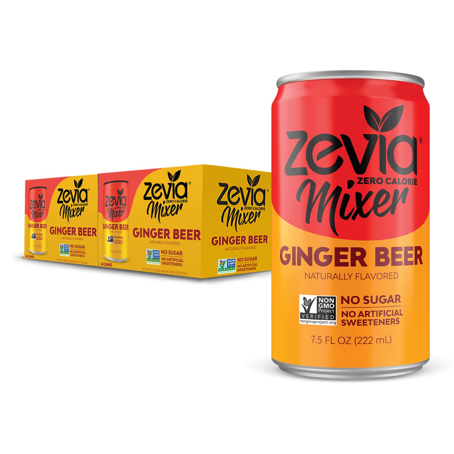 Zevia 零卡路里搅拌机，姜汁啤酒，7.5 盎司罐装（12 包）