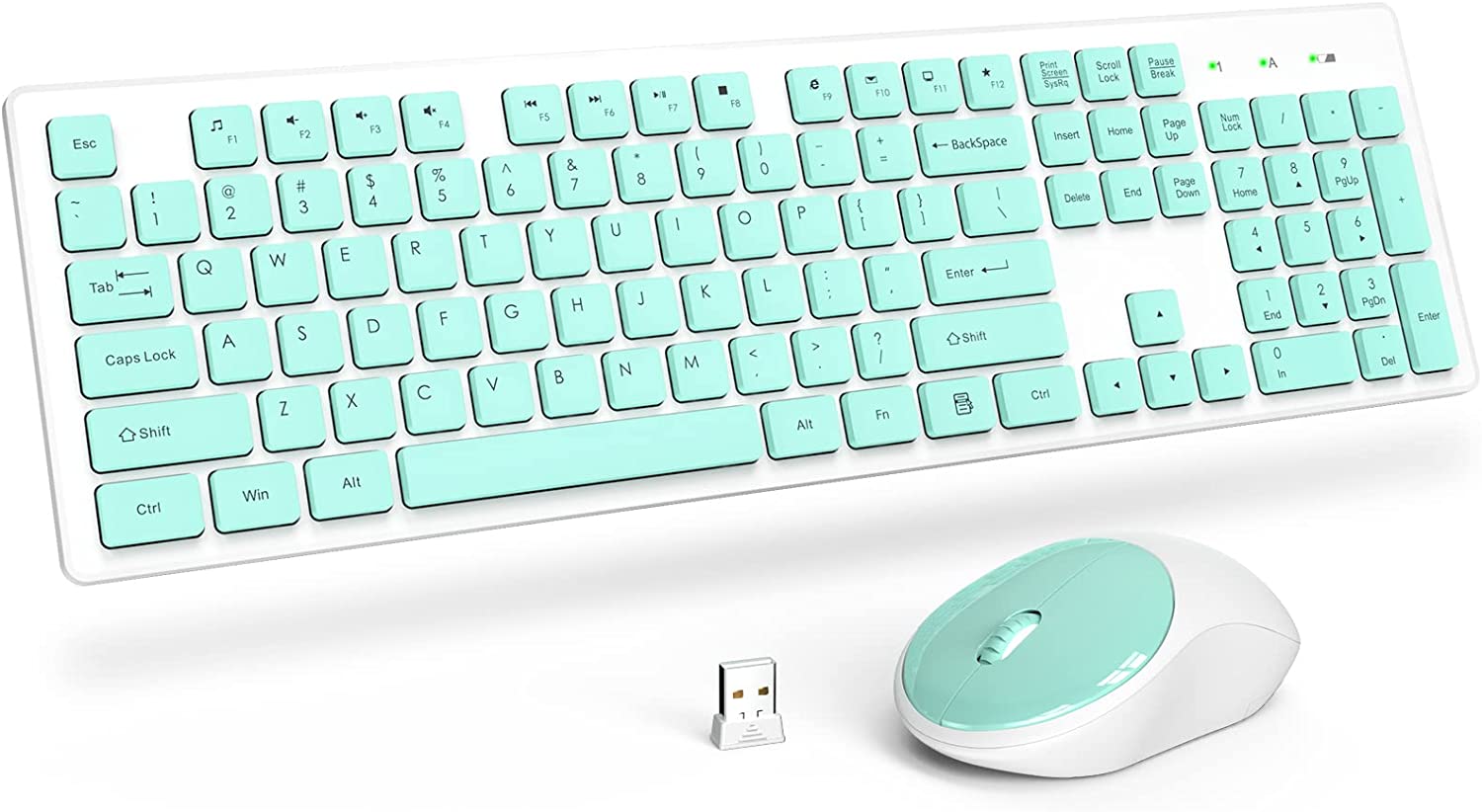 无线键盘和鼠标，Trueque Silent 2.4GHz 无绳全尺寸 USB 键盘鼠标组合，电池寿命长，无线无延迟，适用于计算机、笔记本电脑、PC、Windows、Mac、Chrome 操作系统（黑色）