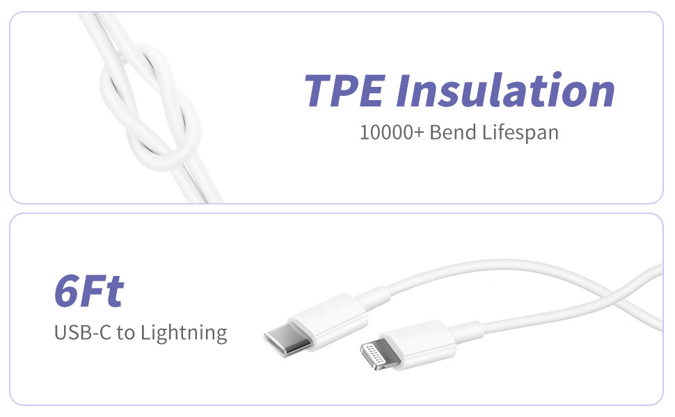 iPhone 充电器快速充电，【Apple MFi 认证】2 件装 20W Type C 快速充电器座，带 6FT USB C 至<lightning 数据线，适用于 iPhone 14/13/13 Pro/12/12 Pro/12 Pro Max/11/Xs Max/XR/X ,iPad,AirPods Pro