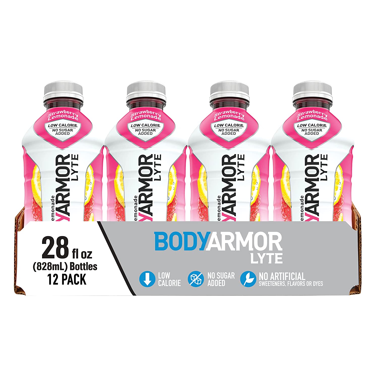 BODYARMOR LYTE 运动饮料低热量运动饮料，猕猴桃草莓，含维生素的天然香料，富含钾的电解质，非常适合运动员，16 液体盎司（12 件装）