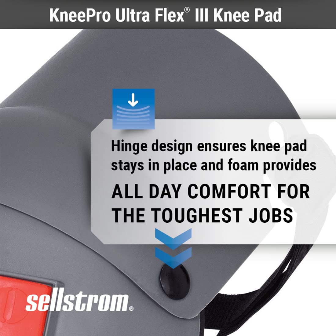 Sellstrom Ultra Flex III KneePro 护膝用于建筑、地板、屋顶 - 专业重型 - 适合男士和女士，橙色/灰色