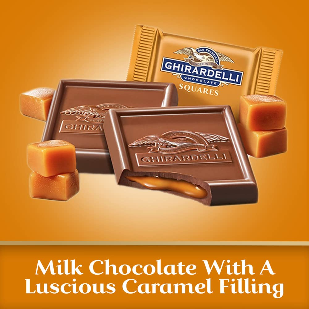 GHIRARDELLI 焦糖夹心牛奶巧克力方块，牛奶巧克力焦糖方块糖果，5.32 盎司袋装（6 件装）
