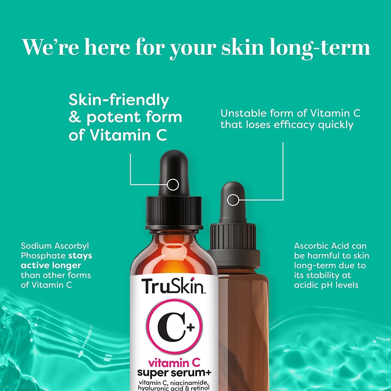 TruSkin 维生素 C-Plus 超级精华，抗衰老抗皱面部精华，含烟酰胺、视黄醇、透明质酸和水杨酸，1 盎司