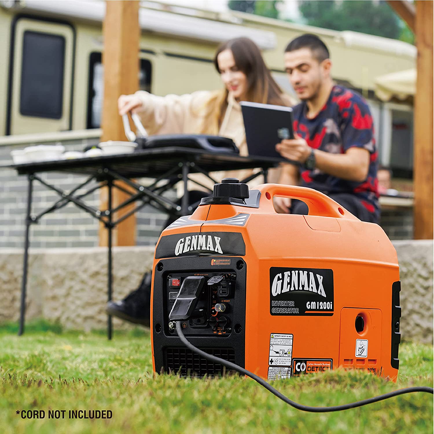 GENMAX 便携式变频发电机，1200W 超静音燃气发动机，符合 EPA 标准，生态模式功能，超轻型备用家庭使用露营 (GM1200i)