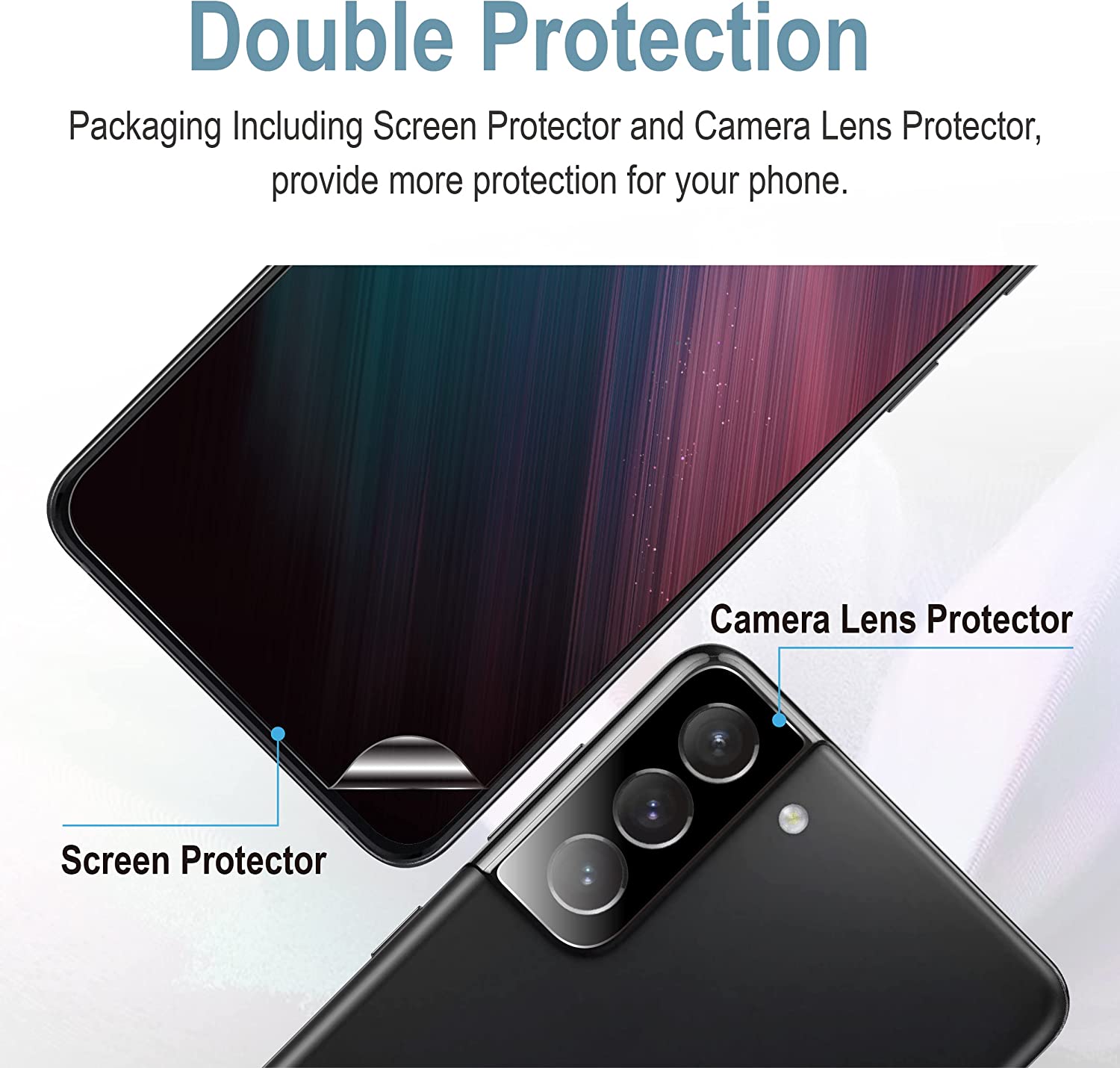 AACL [3+2 包] 适用于三星 Galaxy S22 屏幕保护膜和相机镜头保护膜 三星 Galaxy S22 5G，6.1 英寸，7H 混合膜[指纹解锁][防刮]