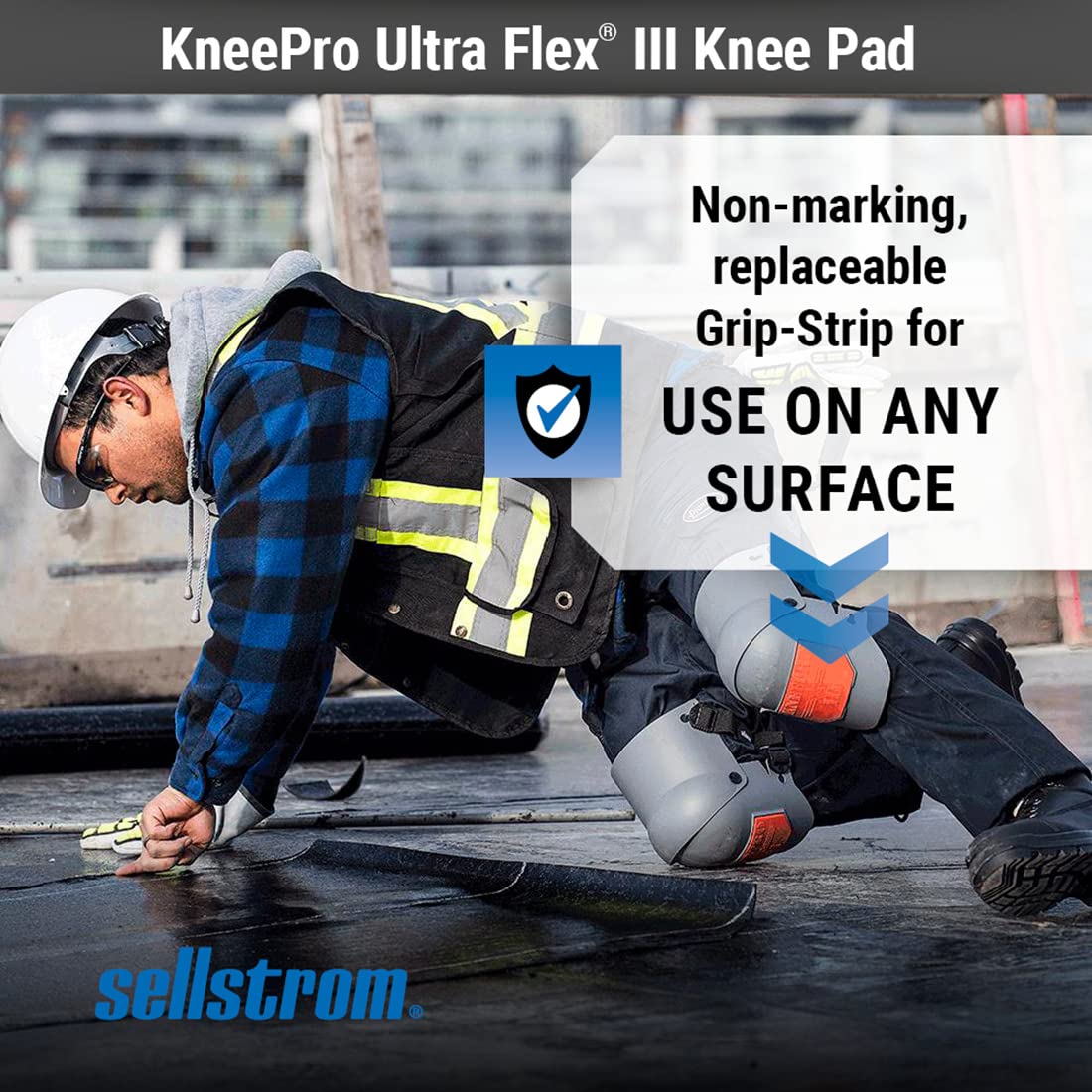Sellstrom Ultra Flex III KneePro 护膝用于建筑、地板、屋顶 - 专业重型 - 适合男士和女士，橙色/灰色