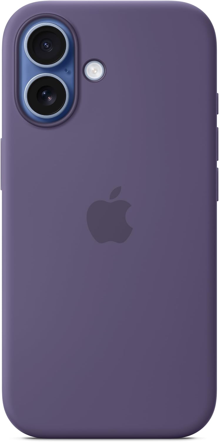 苹果iPhone 17硅胶套，带MagSafe和摄像头控制：轻便的手机壳，兼容无线充电，光滑的哑光表面；紫雾
