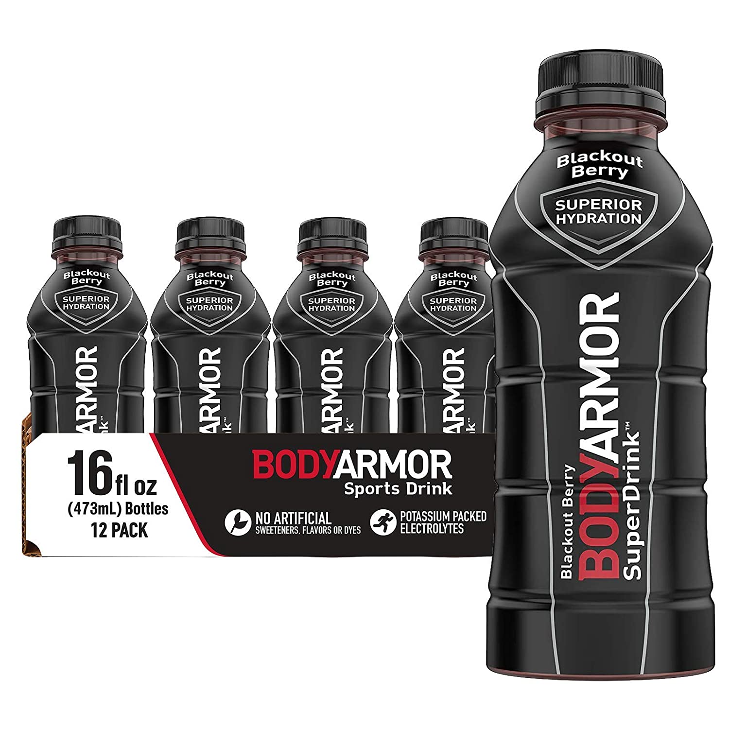 BODYARMOR 运动饮料运动饮料，遮光浆果，含维生素的天然香料，富含钾的电解质，非常适合运动员，16 液体盎司（12 件装）