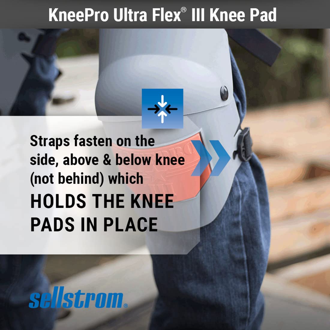 Sellstrom Ultra Flex III KneePro 护膝用于建筑、地板、屋顶 - 专业重型 - 适合男士和女士，橙色/灰色