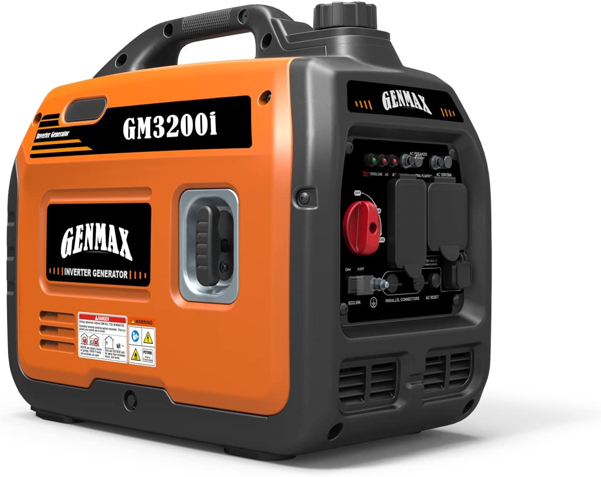 GENMAX 便携式变频发电机，1200W 超静音燃气发动机，符合 EPA 标准，生态模式功能，超轻型备用家庭使用露营 (GM1200i)