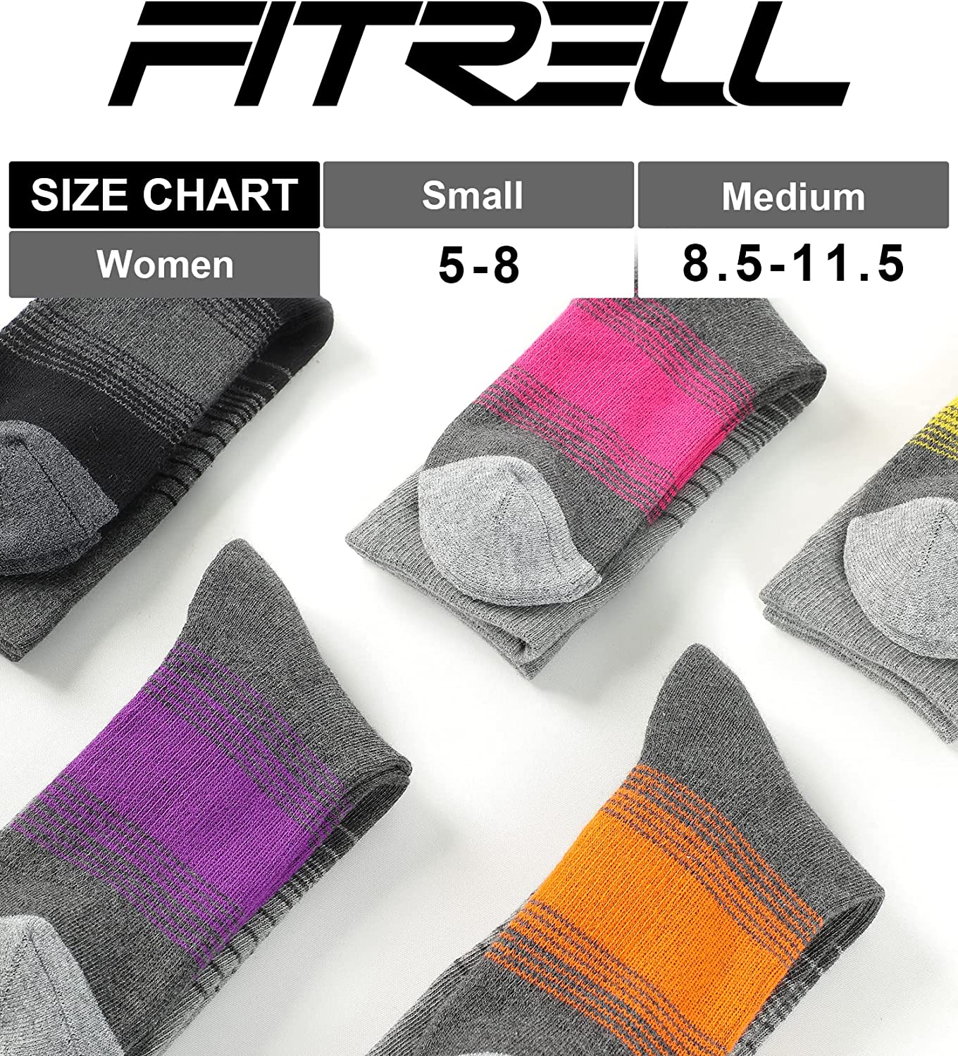 FITRELL 4 双装女式美利奴羊毛徒步袜吸湿排汗保暖保暖徒步靴船员袜