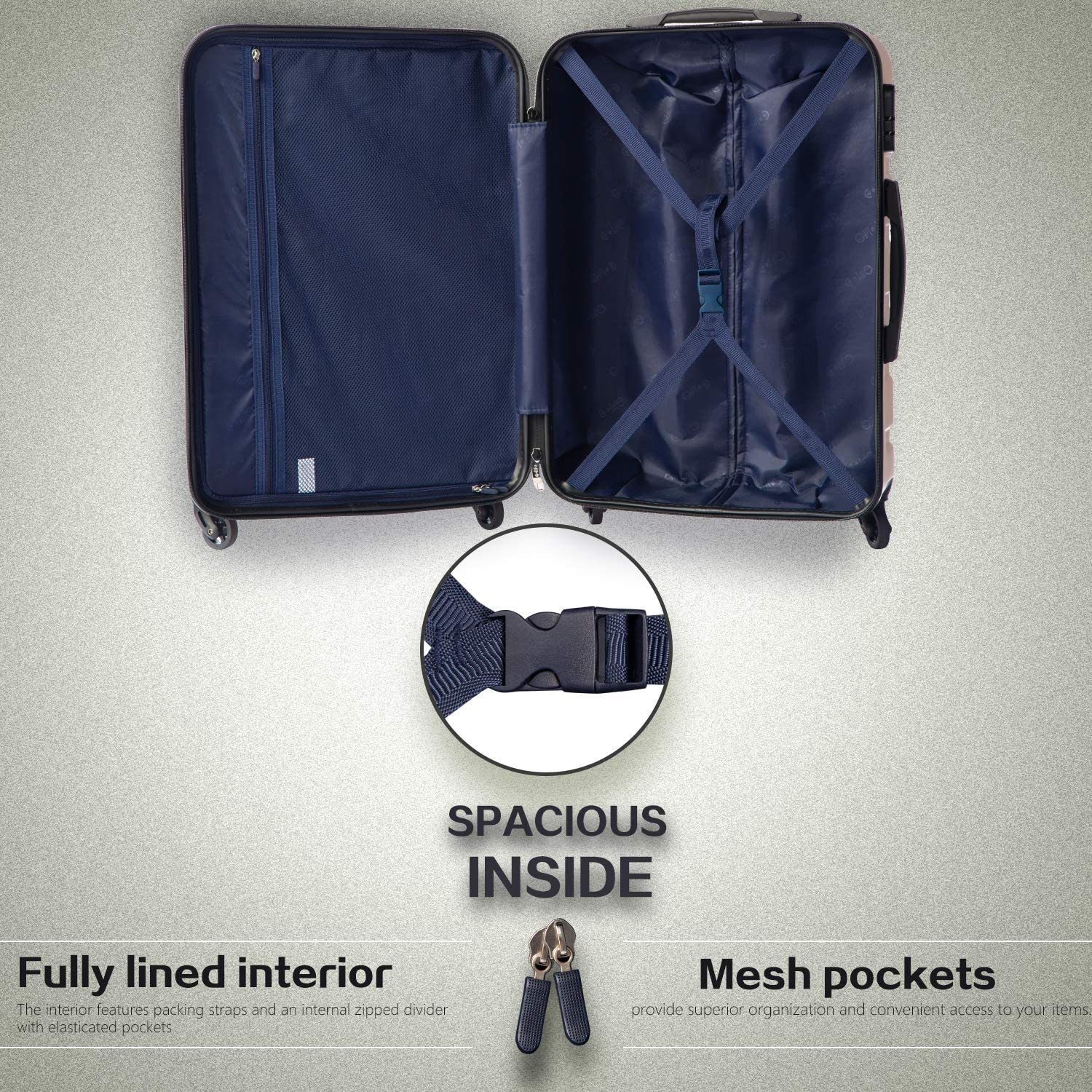 Coolife Luggage 3 件套 Suitcase Spinner Hardshell<lightweight TSA Lock 4 件套