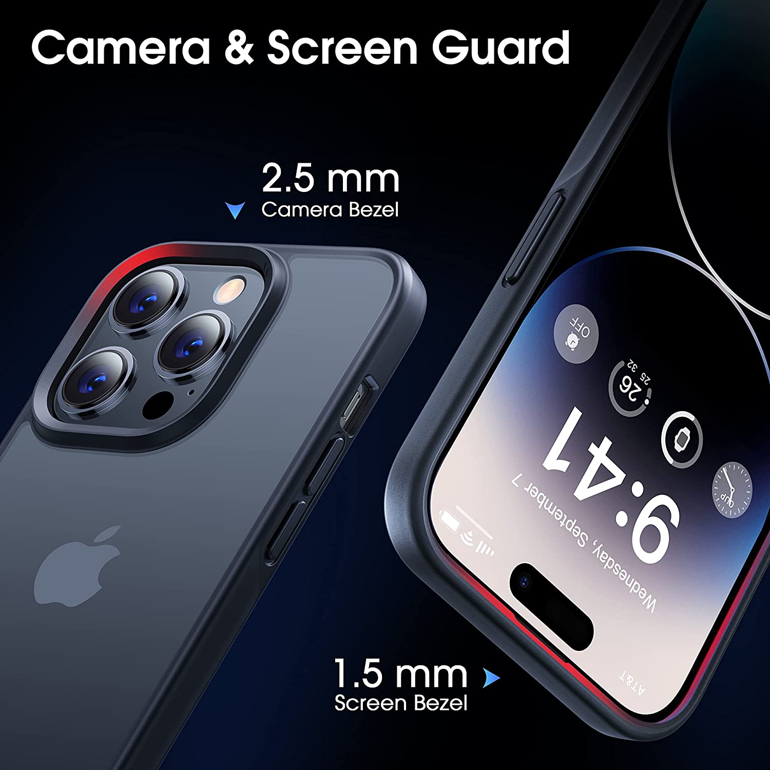 CASEKOO 极简主义全新哑光防震 iPhone 14 Pro Max 手机壳 [零污工艺][10 英尺军用级保护] 保护性半透明背面防滑女士男士 iPhone 14 Pro Max 手机壳，黑色