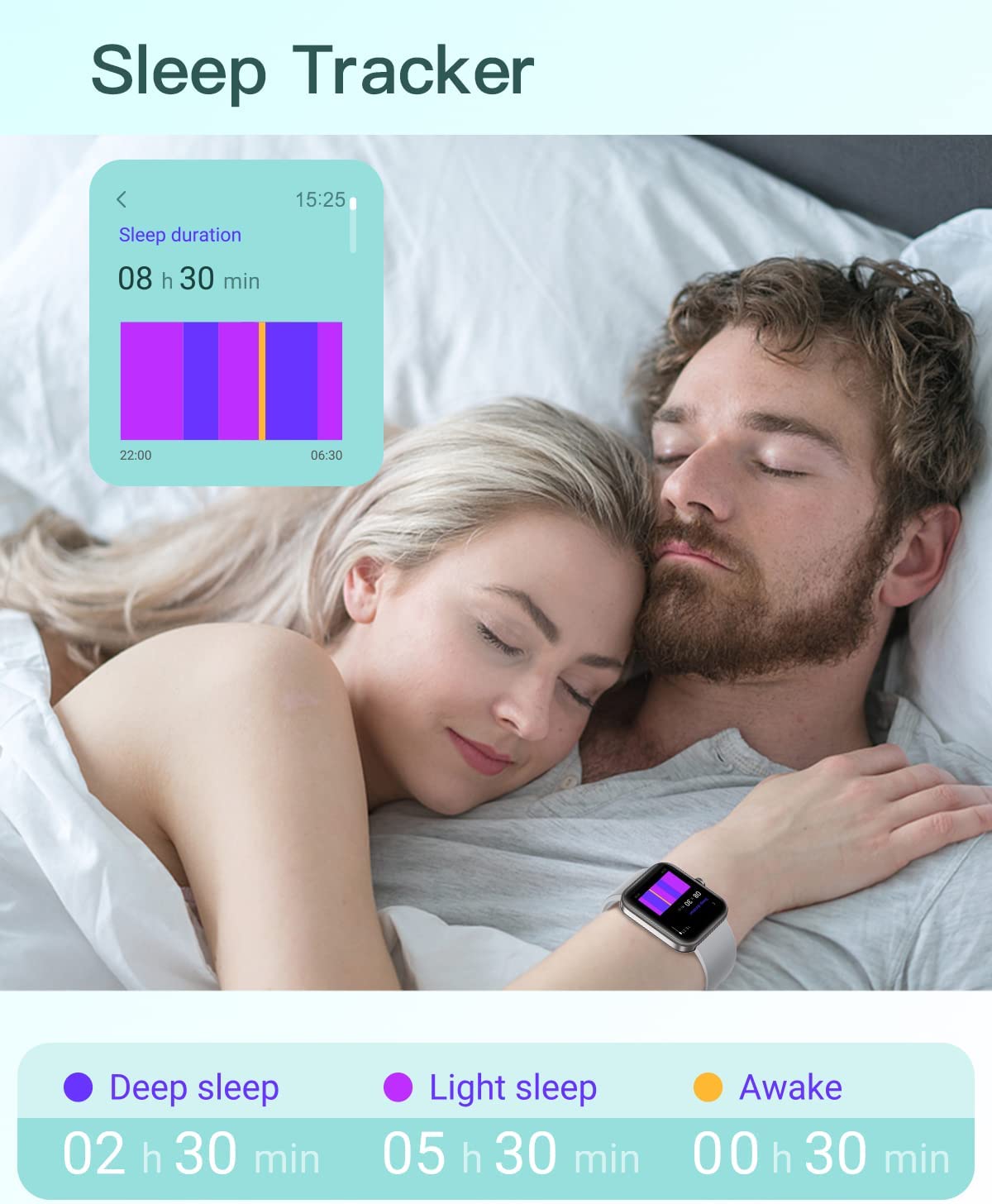 智能手表兼容 iPhone Android 手机 2022，1.7 英寸男女手表 IP68 防水健身追踪器带血氧/心率监测器睡眠步数追踪器 DIY 表盘黑色