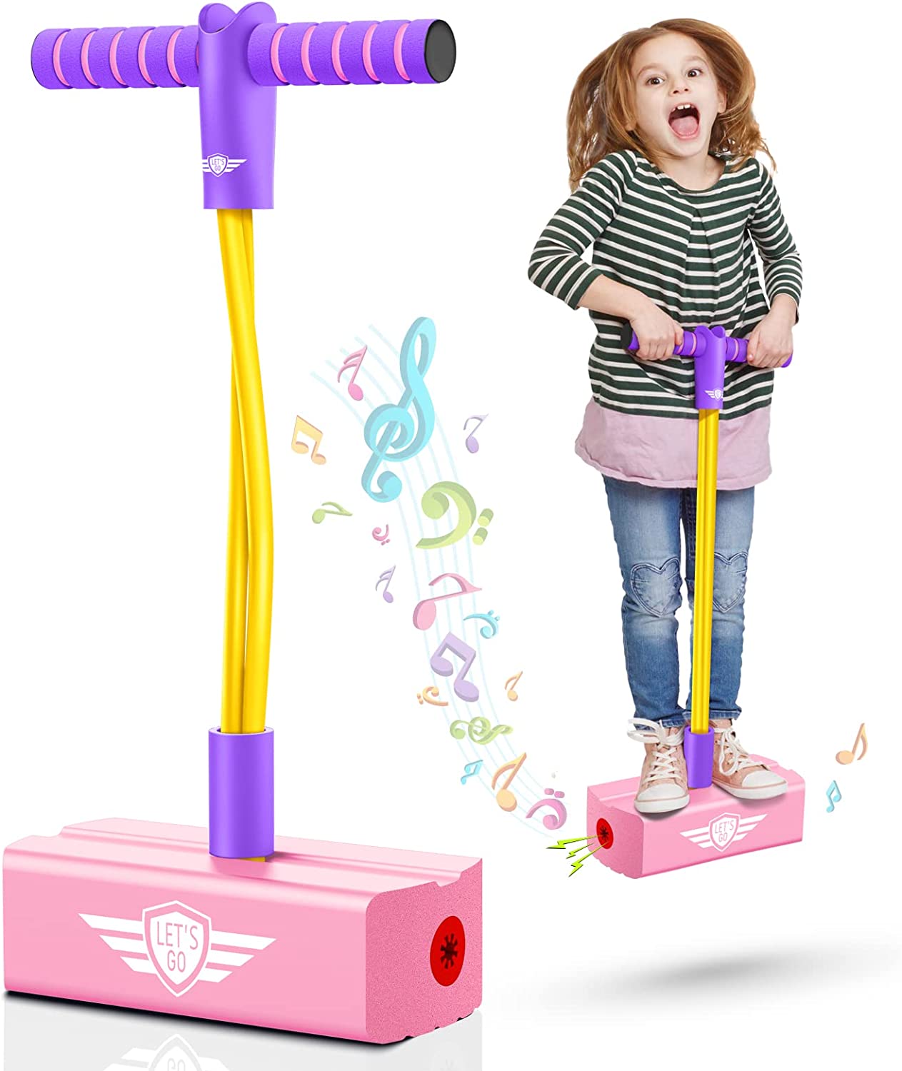 CUUGO 让我们走吧！ CG Pogo Stick Pogo 儿童套头衫，适合 3-12 岁男孩女孩的玩具户外玩具室内玩具趣味礼物圣诞袜填充物礼物 - 运动有助于长高