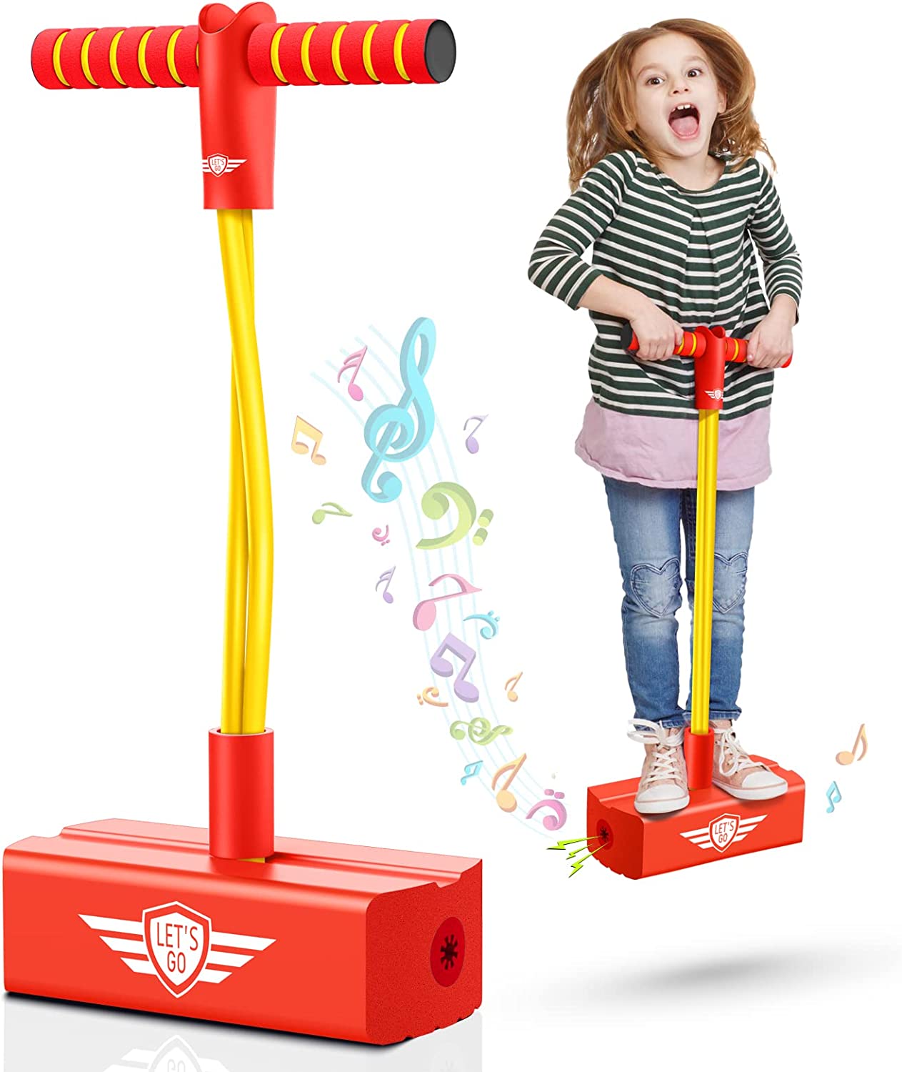 CUUGO 让我们走吧！ CG Pogo Stick Pogo 儿童套头衫，适合 3-12 岁男孩女孩的玩具户外玩具室内玩具趣味礼物圣诞袜填充物礼物 - 运动有助于长高