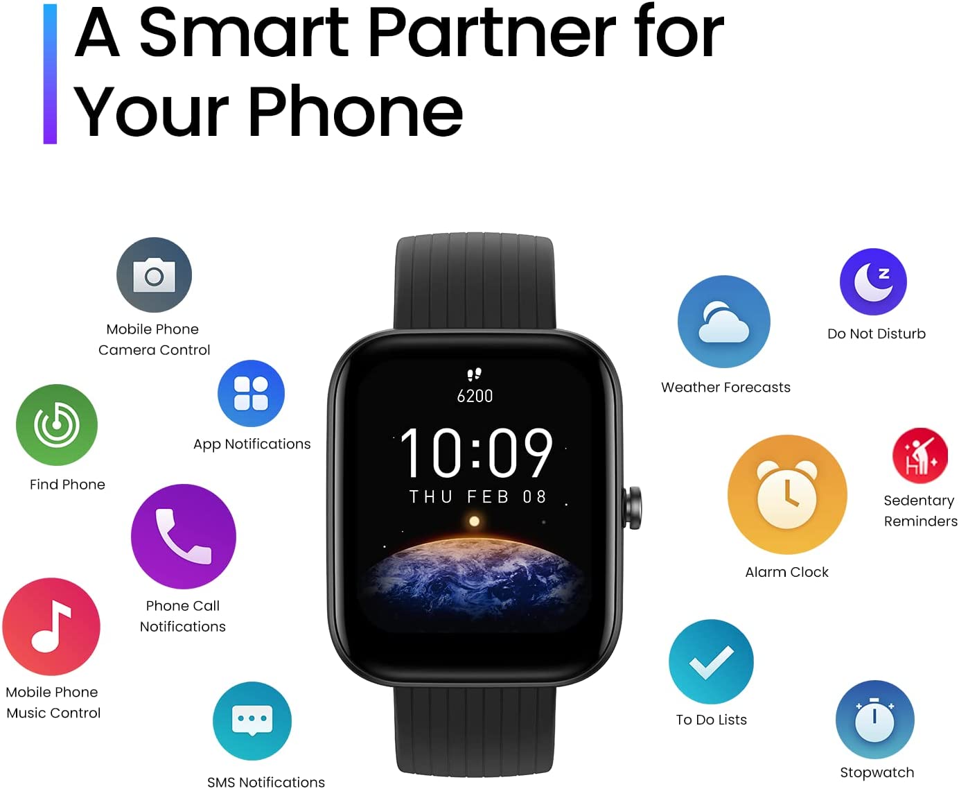 Amazfit Bip 3 Pro 安卓 iPhone 智能手表，4 个卫星定位系统，1.69 英寸彩色显示屏，14 天电池寿命，60 多种运动模式，血氧心率监测器，防水（黑色）