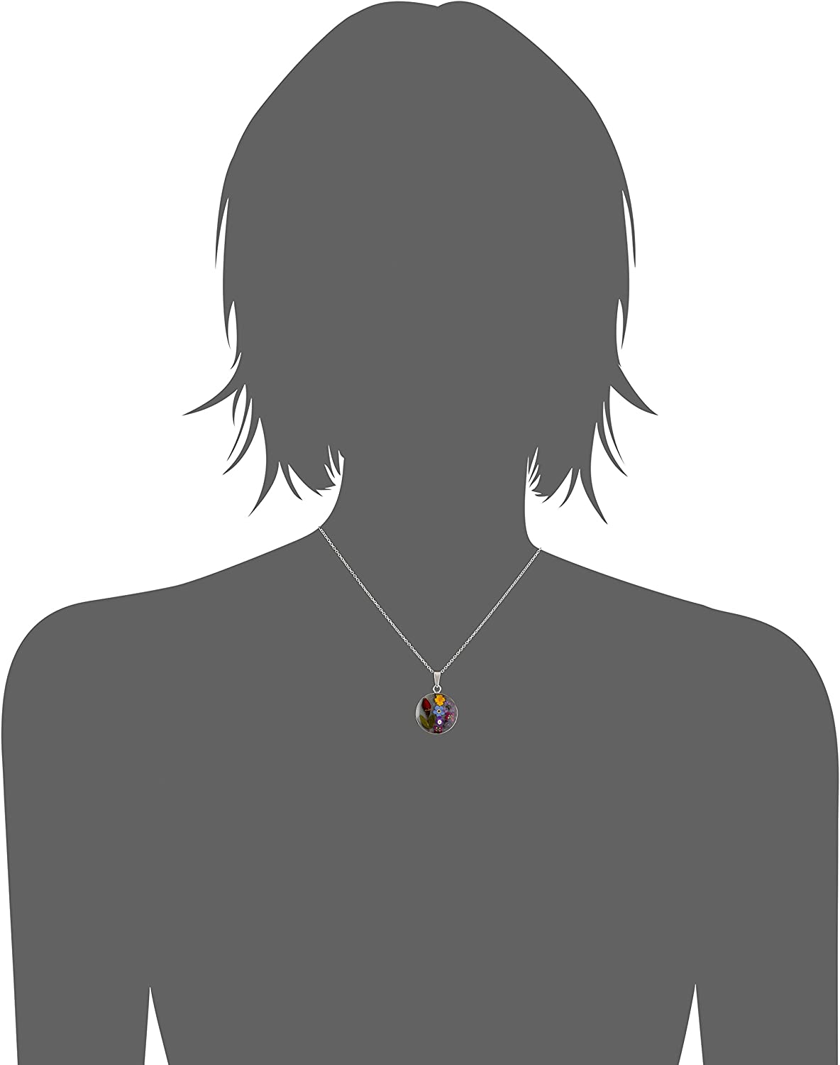 Argos 系列纯银压花圆形吊坠项链，16 英寸
