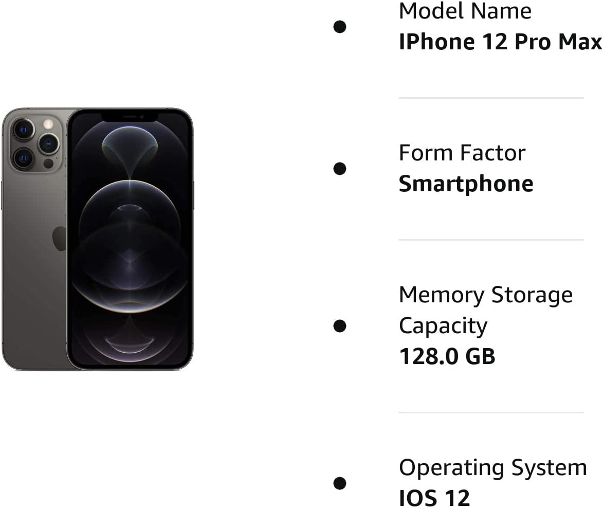 Apple iPhone 12 Pro Max，128GB，石墨色 - 解锁（翻新 Premium）