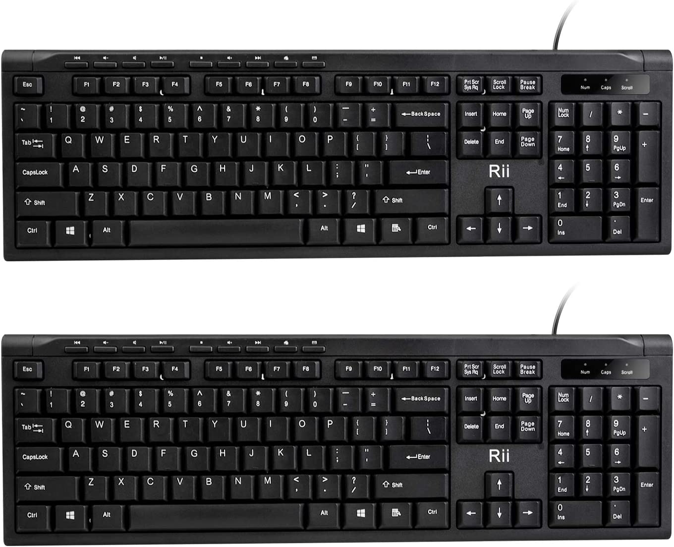 Rii RK907 超薄紧凑型 USB 有线键盘适用于 Mac 和 PC，Windows 10/8 / 7 / Vista/XP（黑色）……