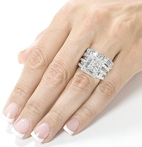 14K 白金 Kohelli 钻石订婚戒指和结婚戒指套装 2 3/5 克拉 (ctw)