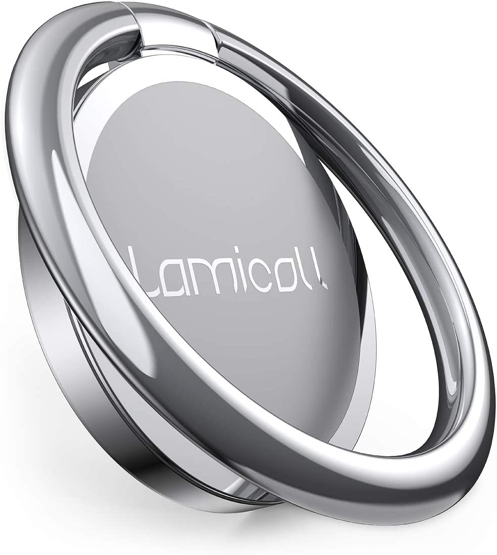 手机指环支架手指支架 - Lamicall 手机支架，金属握把挂钩与磁性车载支架配合使用，兼容 iPhone 14 13 12 Mini 11 Pro Xs Max XR X 8 Plus，智能手机配件 黑色