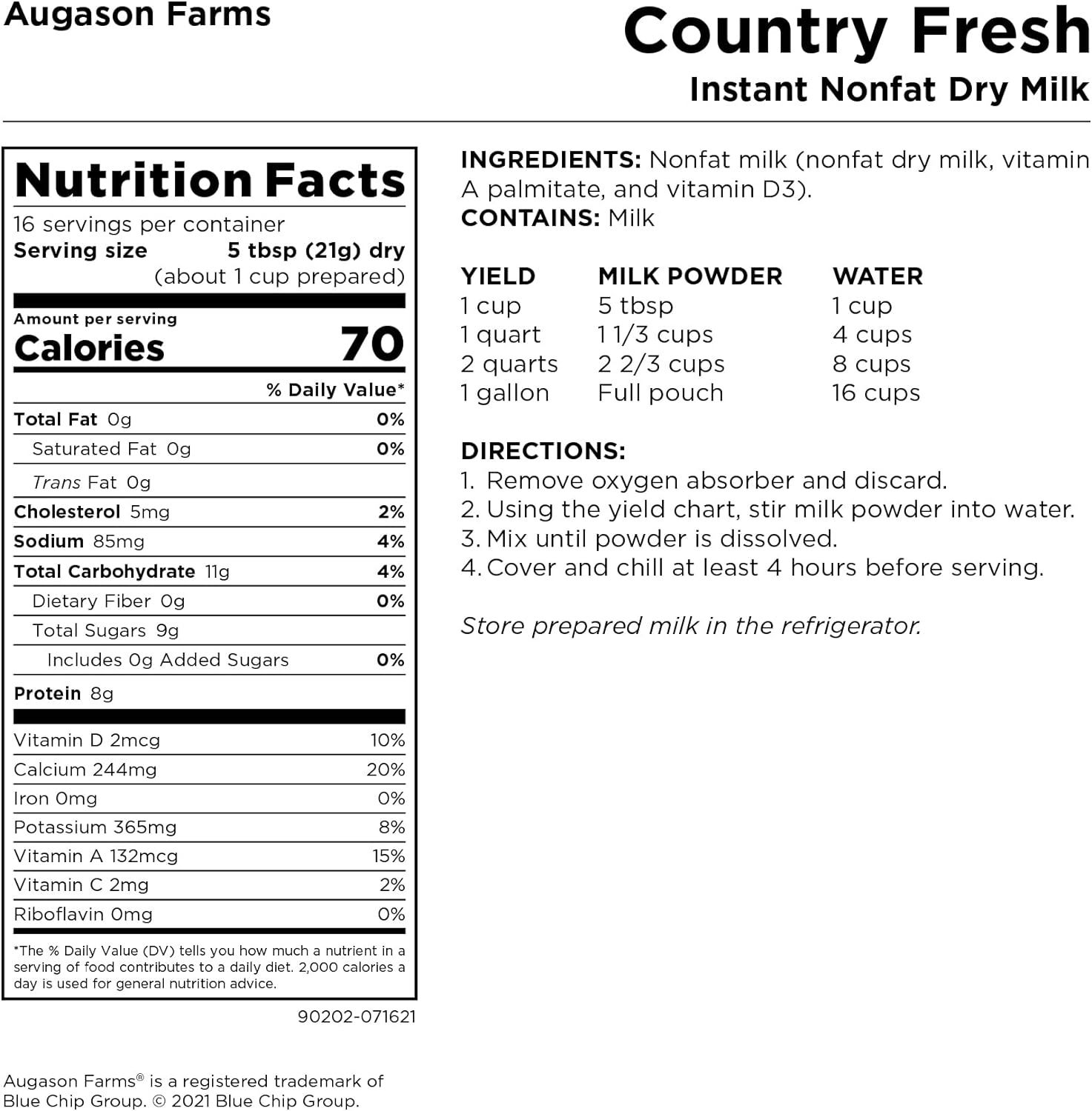 Augason Farms Country Frant 非脂肪密封袋 11.8 盎司