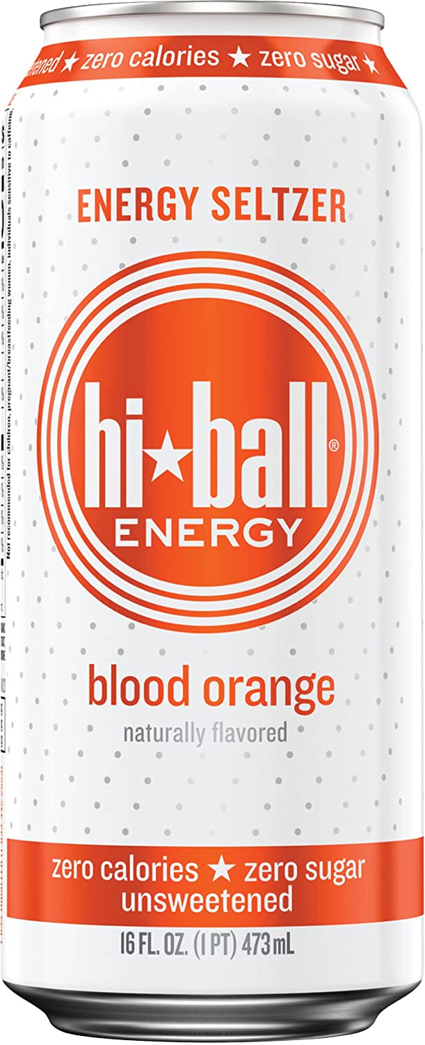 Hiball Energy 苏打水、含有维生素 B12 和维生素 B6 的含咖啡因气泡水、无糖（8 包 16 液体盎司）、葡萄柚