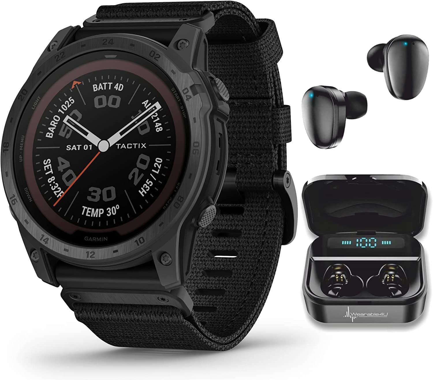 Wearable4U Garmin tactix 7 Pro GPS 战术智能手表套装（tactix 7 Pro，+黑色耳塞）