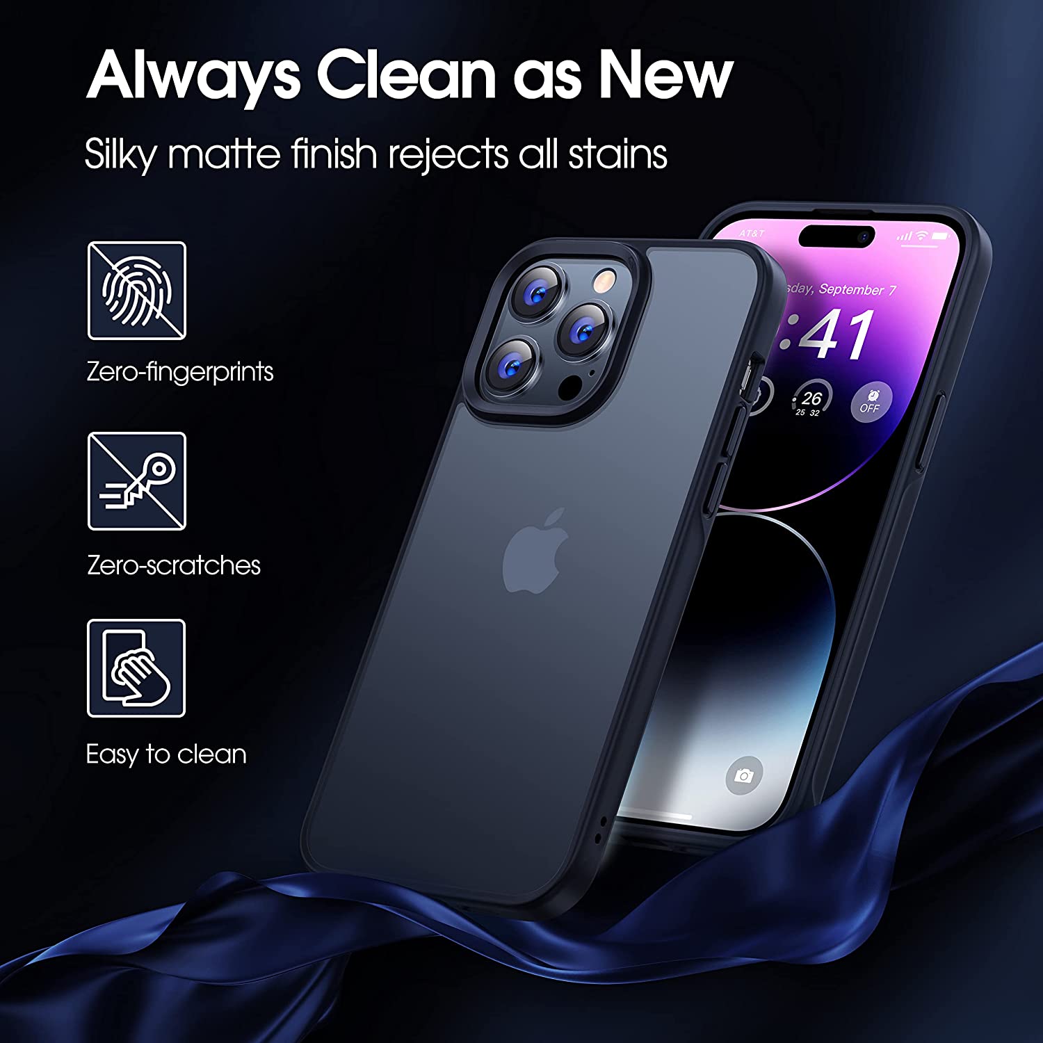 CASEKOO 极简主义全新哑光防震 iPhone 14 Pro Max 手机壳 [零污工艺][10 英尺军用级保护] 保护性半透明背面防滑女士男士 iPhone 14 Pro Max 手机壳，黑色