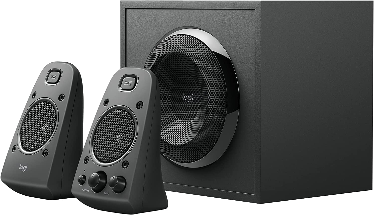 罗技 Z625 功能强大的 THX® 认证 2.1 扬声器系统，带光纤输入