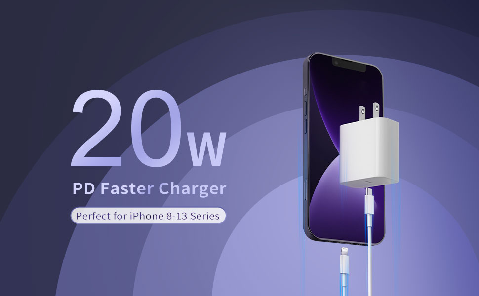iPhone 充电器快速充电，【Apple MFi 认证】2 件装 20W Type C 快速充电器座，带 6FT USB C 至<lightning 数据线，适用于 iPhone 14/13/13 Pro/12/12 Pro/12 Pro Max/11/Xs Max/XR/X ,iPad,AirPods Pro