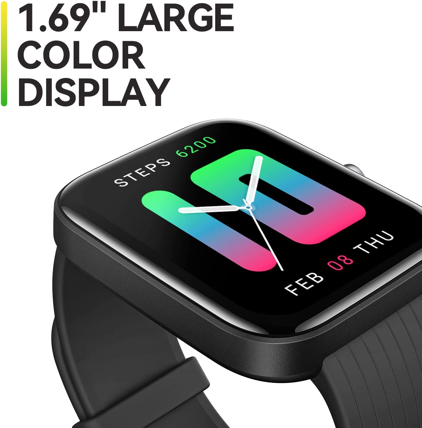 Amazfit Bip 3 Pro 安卓 iPhone 智能手表，4 个卫星定位系统，1.69 英寸彩色显示屏，14 天电池寿命，60 多种运动模式，血氧心率监测器，防水（黑色）