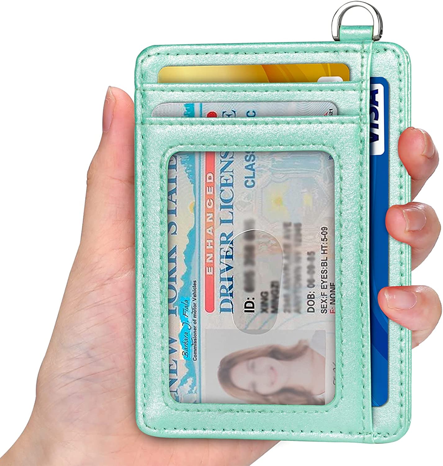 EcoVision 纤薄简约前袋钱包，RFID 屏蔽信用卡夹钱包，带可拆卸 D 型扣，男女皆宜