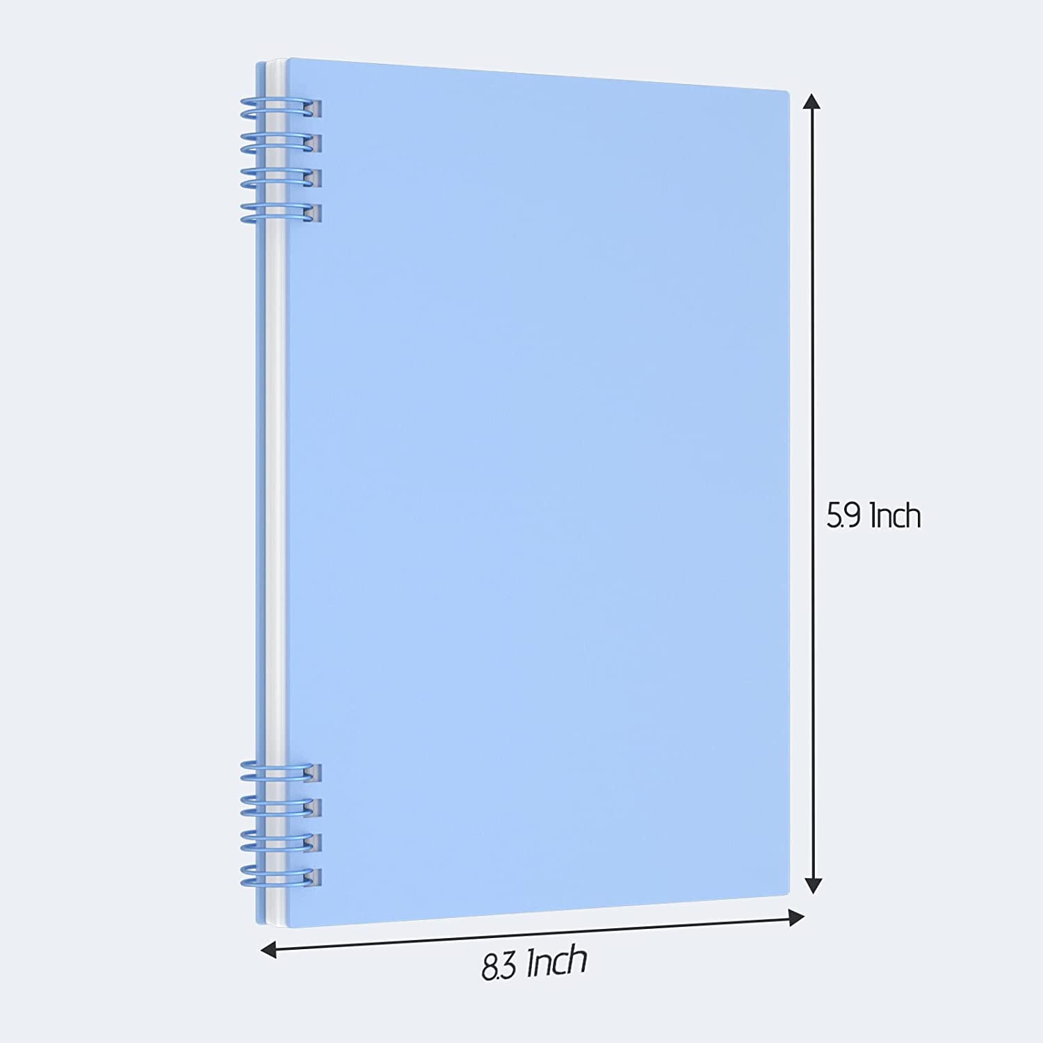 MuiAng 螺旋笔记本宽格 A5 笔记本带厚塑料精装 8.3 x 5.9 英寸，粉色、蓝色、绿色、黄色，80 张宽格 160 页，4 件装
