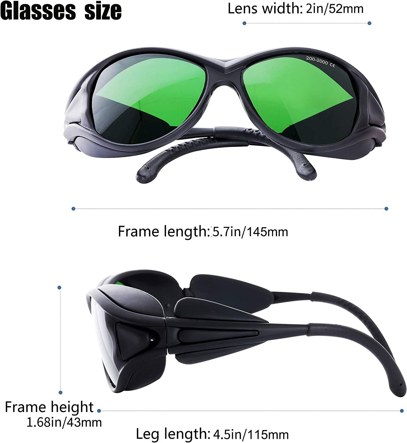 JILERWEAR 专业激光安全眼镜，适用于 405nm、445nm、450nm、532nm、850nm 激光和 190nm-490nm 波长紫/蓝/红激光防护眼镜