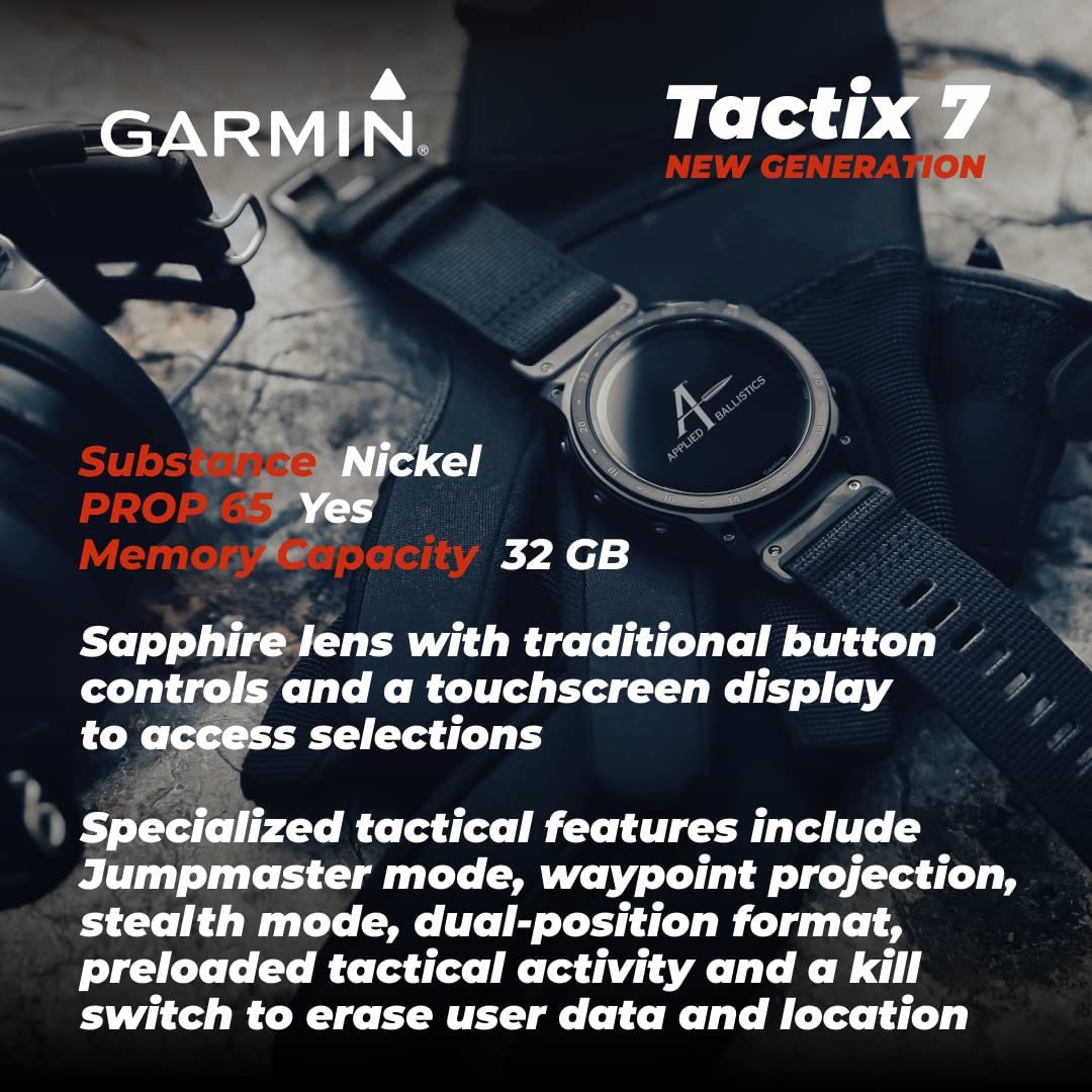 Wearable4U Garmin tactix 7 Pro GPS 战术智能手表套装（tactix 7 Pro，+黑色耳塞）
