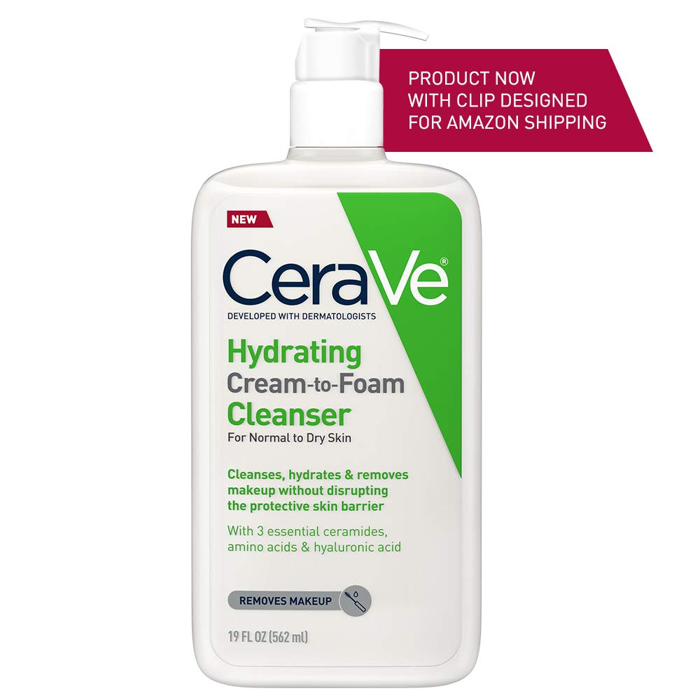 CeraVe 保湿霜泡沫洁面乳 |透明质酸保湿卸妆液和洗面奶 |不含香料，不致粉刺 | 19 液量盎司