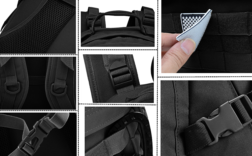 Jueachy 男士远足战术背包 Molle 军用背包防水 30 升 EDC 包带美国国旗贴片