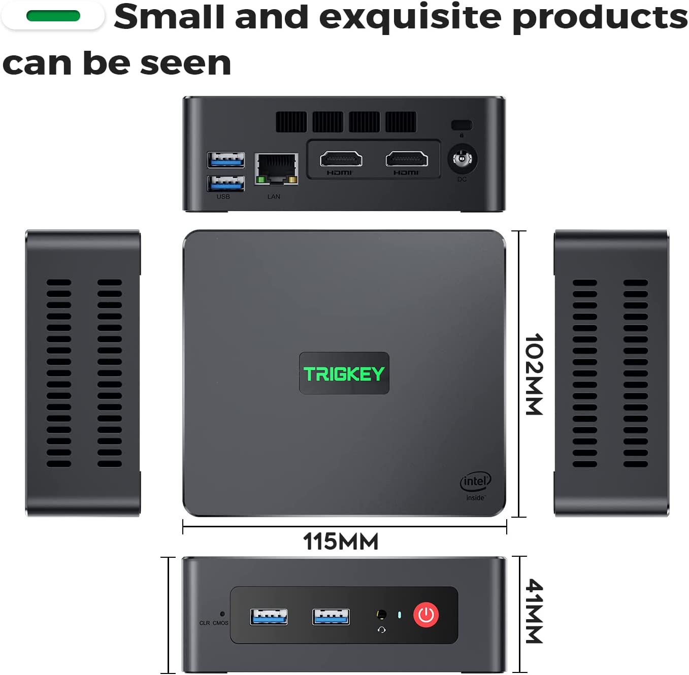 TRIGKEY Mini PC Computer Desktop PC Intel 11th Generation Processors N5095 Micro Computer,16G DDR4 500G M.2 SSD 2280 Green G3, 支持Micro PC W10 Pro Dual 4K@60Hz HDMI/WiFi 5/BT