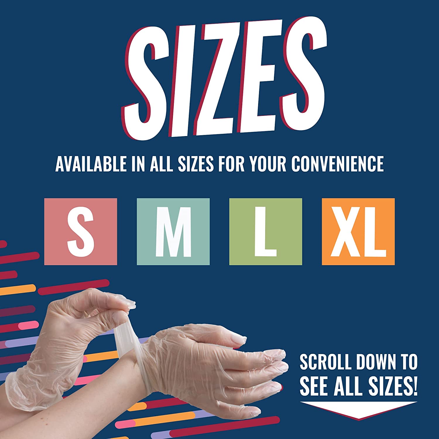 热力。乙烯基手套 | 200 包 |中号、大号、特大号、小号 | S、M、L、XL
