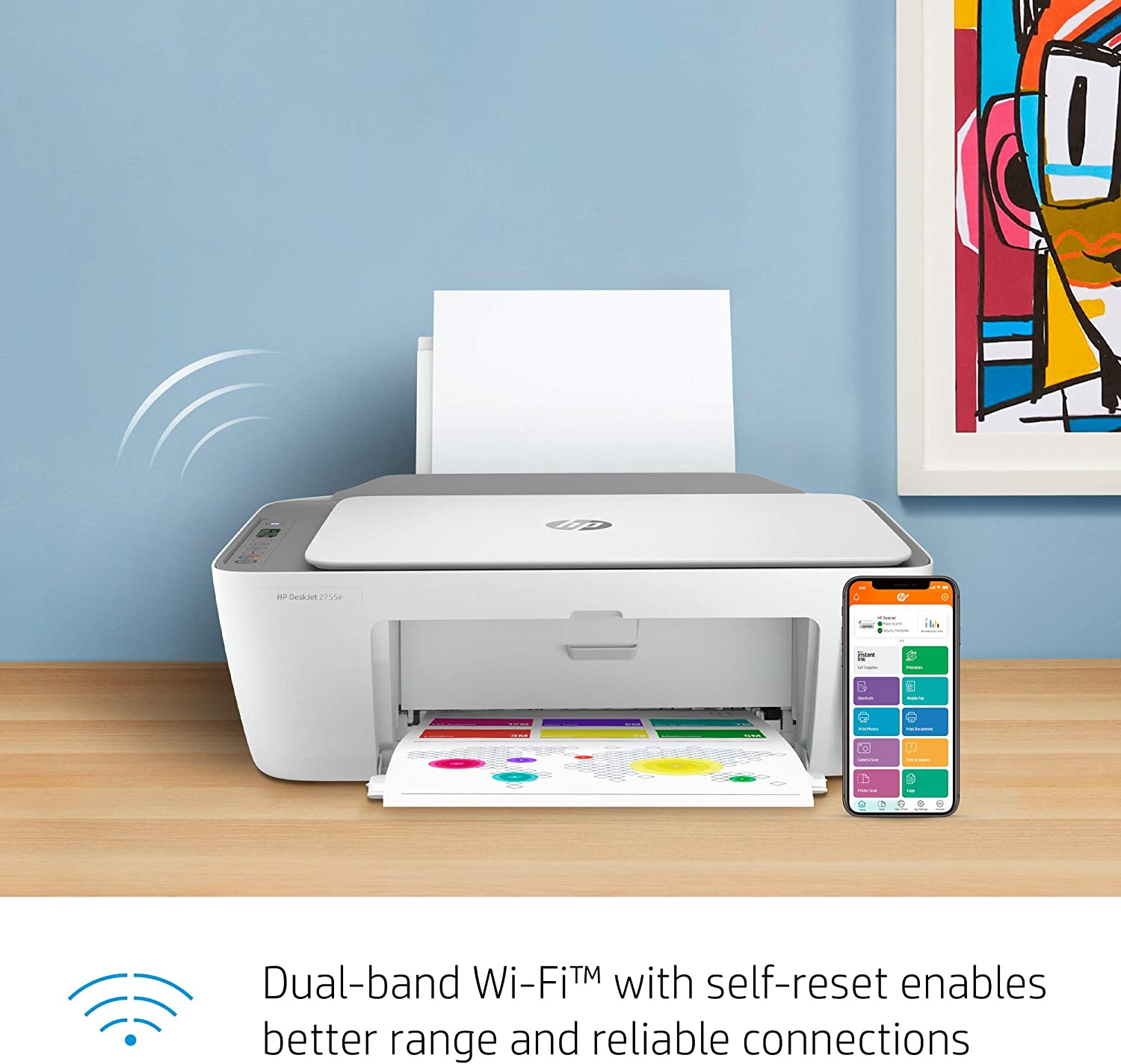 HP DeskJet 2755e 无线彩色一体机打印机，赠送 6 个月即时墨水 (26K67A)