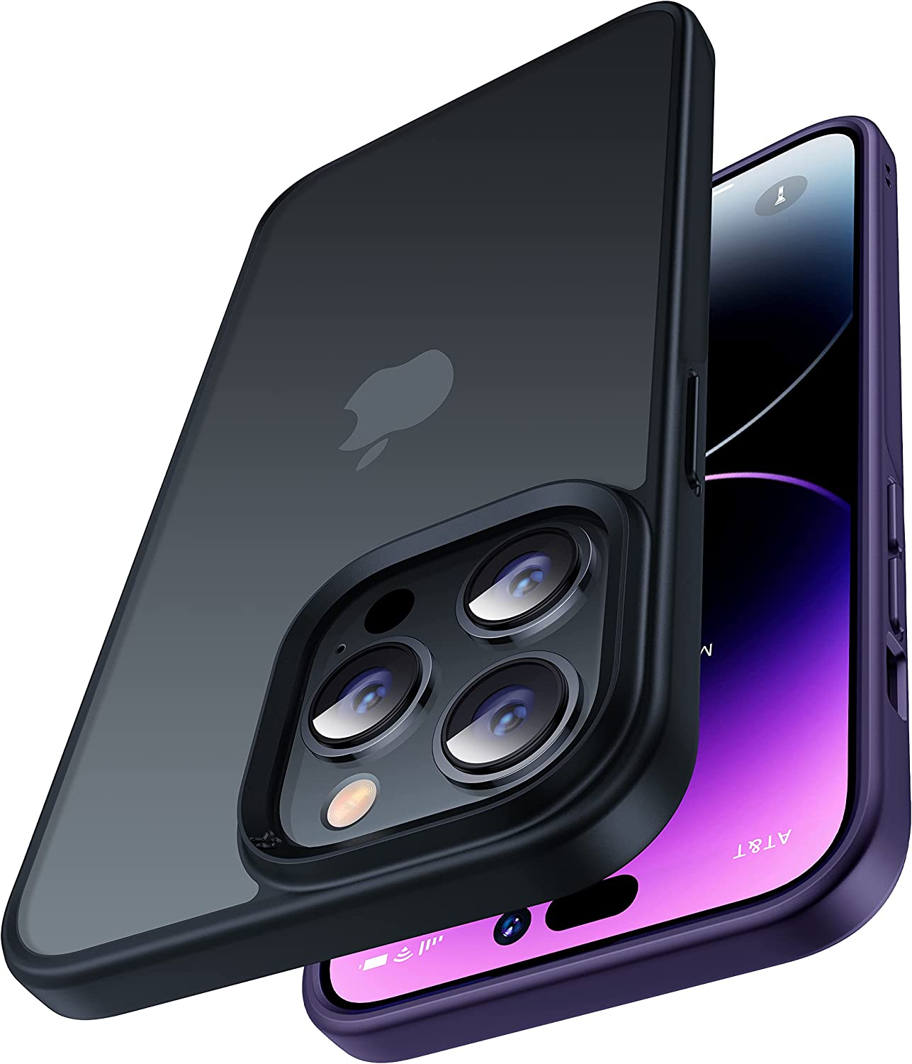CASEKOO 极简主义全新哑光防震 iPhone 14 Pro Max 手机壳 [零污工艺][10 英尺军用级保护] 保护性半透明背面防滑女士男士 iPhone 14 Pro Max 手机壳，黑色