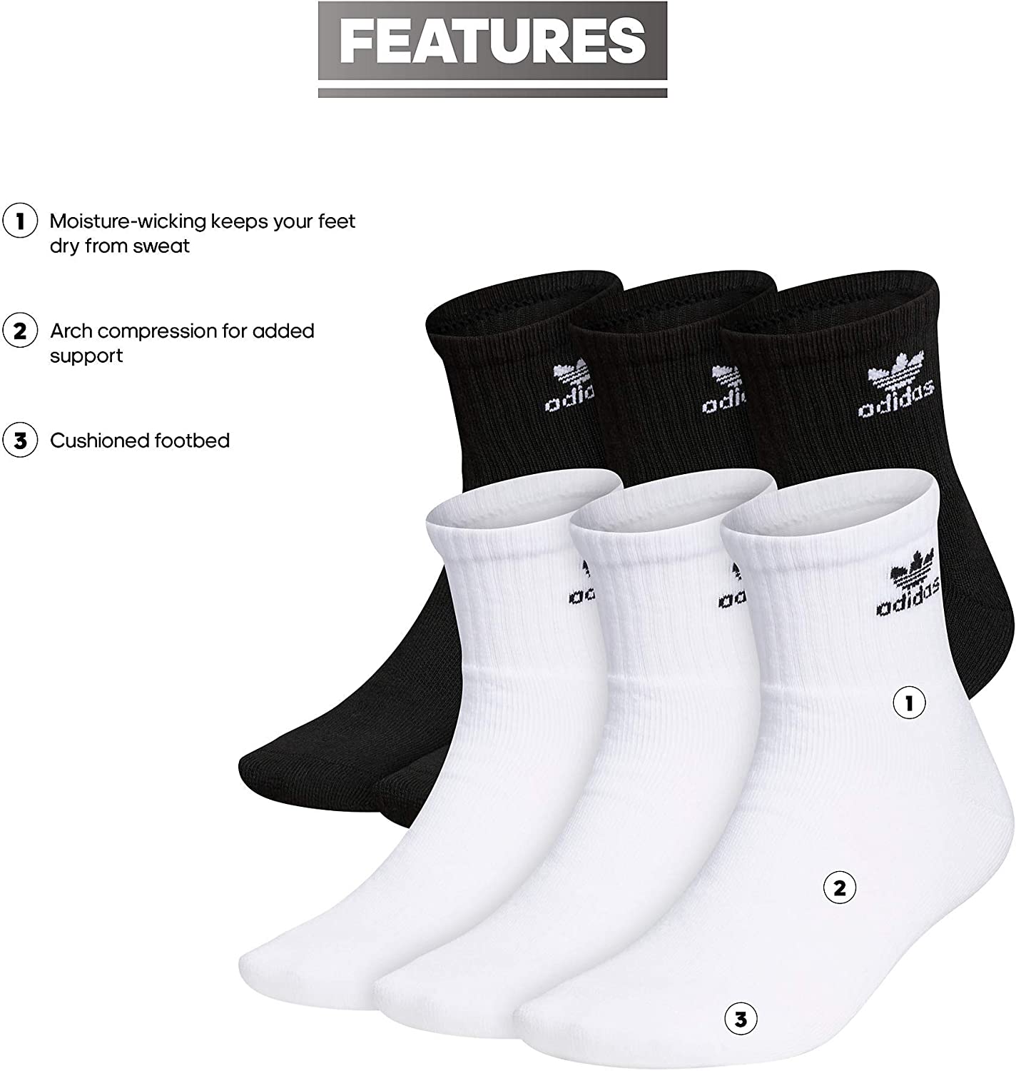 adidas Originals Unisex Originals 三叶草 6 件装四分之一